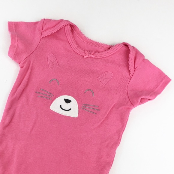 Like New! Carter’s Hot Pink Cat Face Onesie - Picture 1 of 6